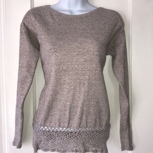 Fat Face Oatmeal Tan Thin Crochet Sweater Size 2